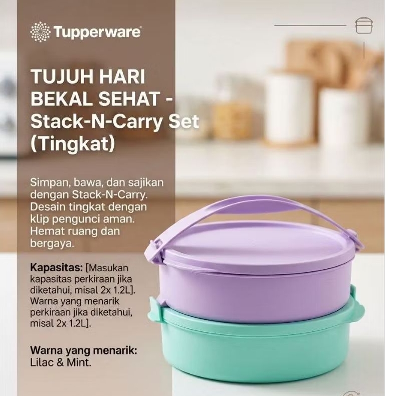 TUPPERWARE RANTANG BULAT 880 ml