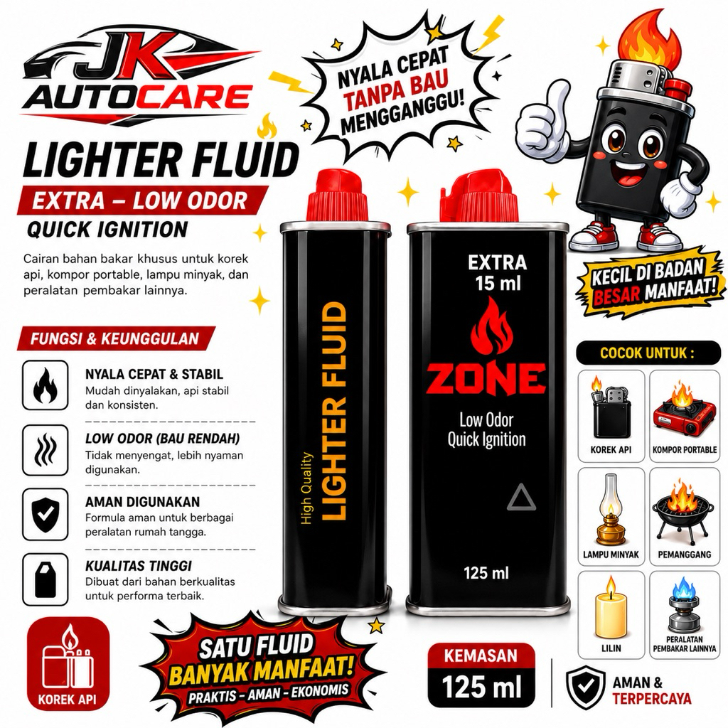 Zone Minyak Api Premium 125ml Isi Korek Api Minyak Fuel Lighter Fluid Bensin Korek Pengisi Zippo Tah