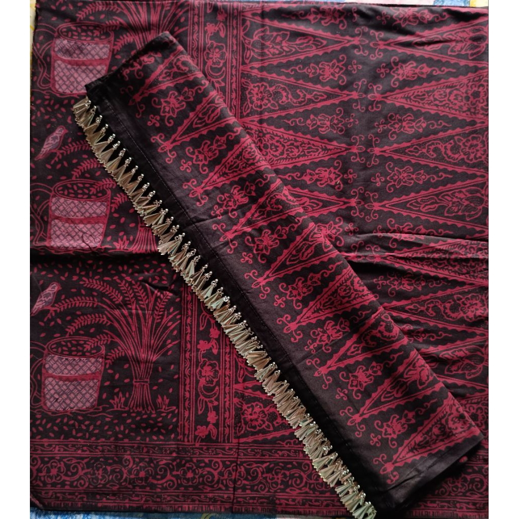 kain batik Jambi ori motif padi tabayak tekuluk ronce ekor seluang dua sisi