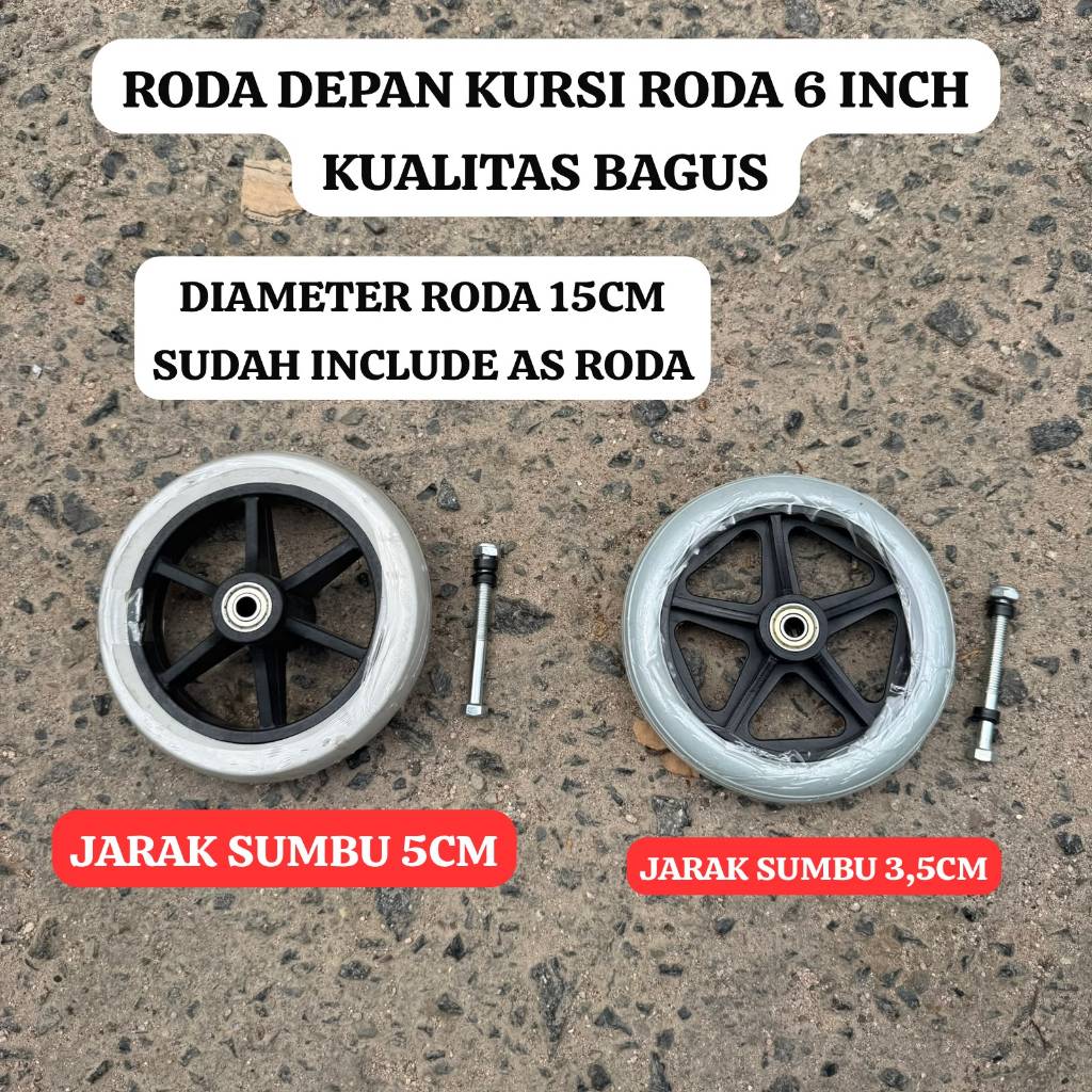 Roda Depan Kursi Roda 6 inch Diameter 15cm