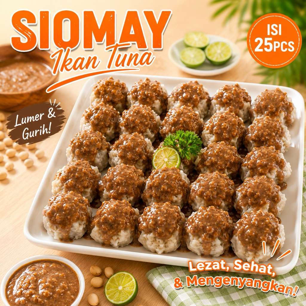 SIOMAY IKAN TUNA |  SIOMAI IKAN Isi 25 pcs 600gr VACUM GRATIS BUMBU KACANG Siomay Frozen Halal Homem
