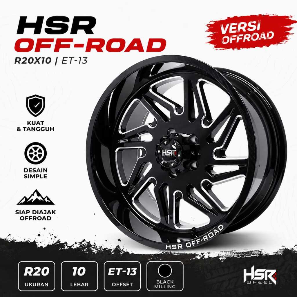 Pelek Racing Ring 20 Type FG MEGUMI HSR R20X10 H5X127 Cocok Untuk Mobil Rubicon