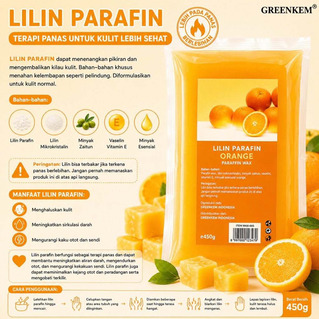 Paraffin Wax 450gr Aroma Orange | Lilin Parafin untuk Paraffin Bath Terapi Panas Spa Tangan & Kaki