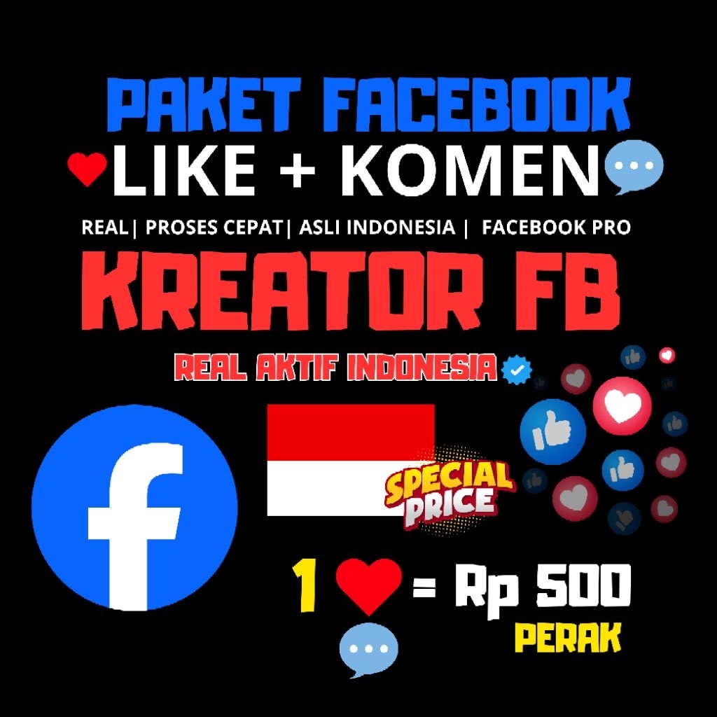Paket Like + Komentar Facebook Asli Indonesia | Buat Postingan Ramai & Tepercaya