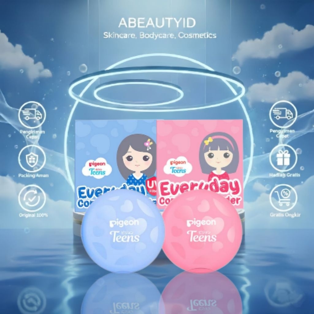PIGEON TEENS - Everyday Compact powder New Shade New Formula Pink & Biru/ Bedak Padat Pigeon