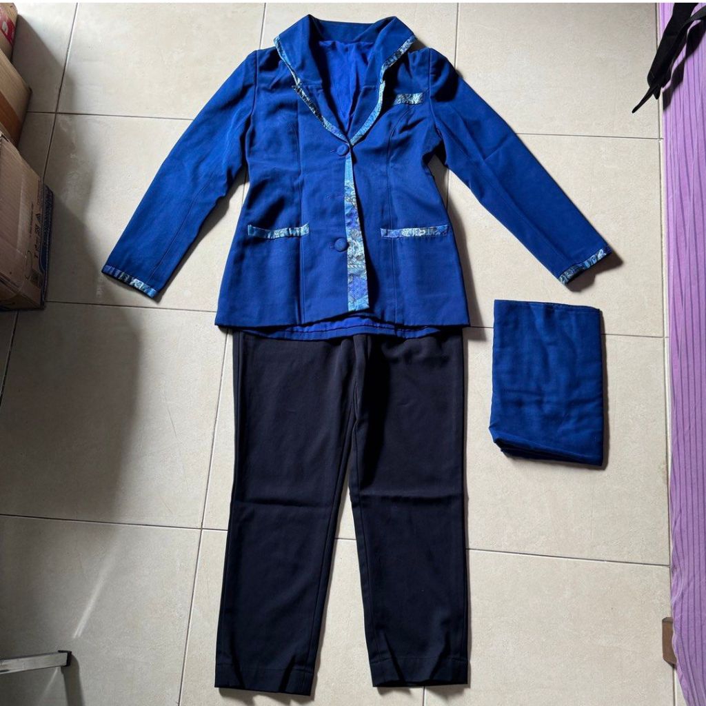 (BACA DESKRIPSI) PL Set Seragam Teller BR*I Setelan Blazer Bank Celana Hijab Kantor Body Fit Uniform