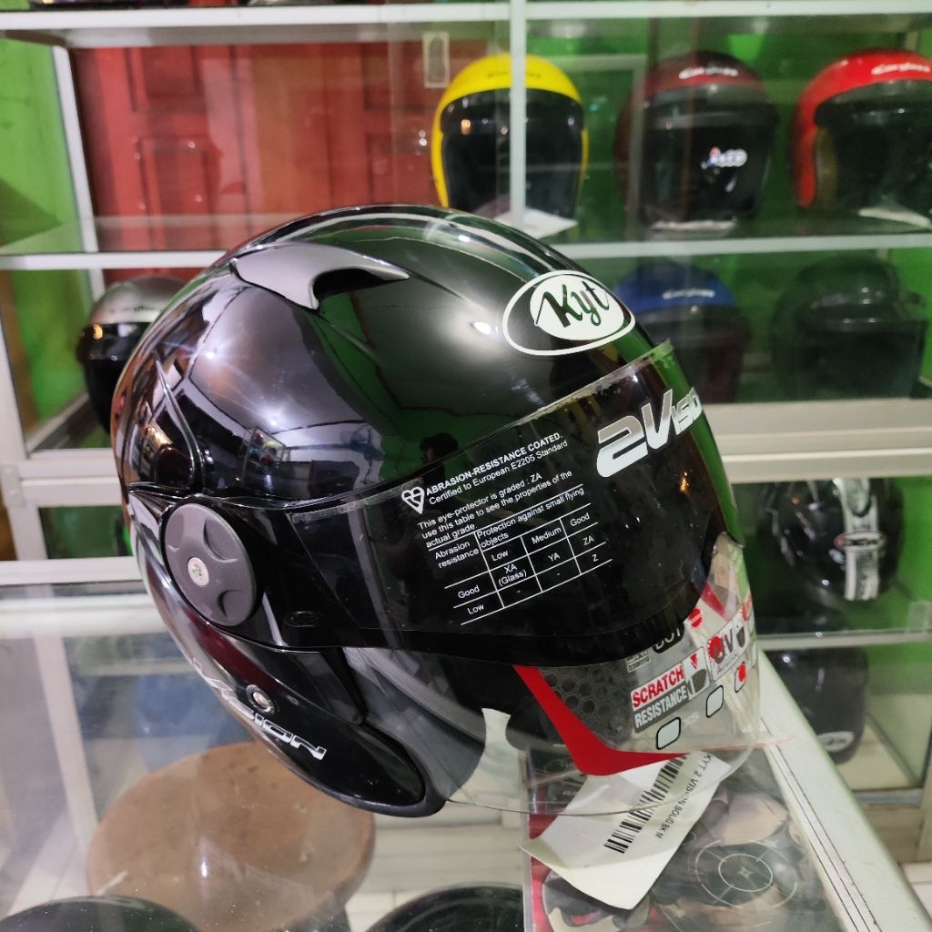 Helm KYT 2 Vision Solid Hitam Double Visor Half Face Original SNI Kaca Smoke Murah Obral