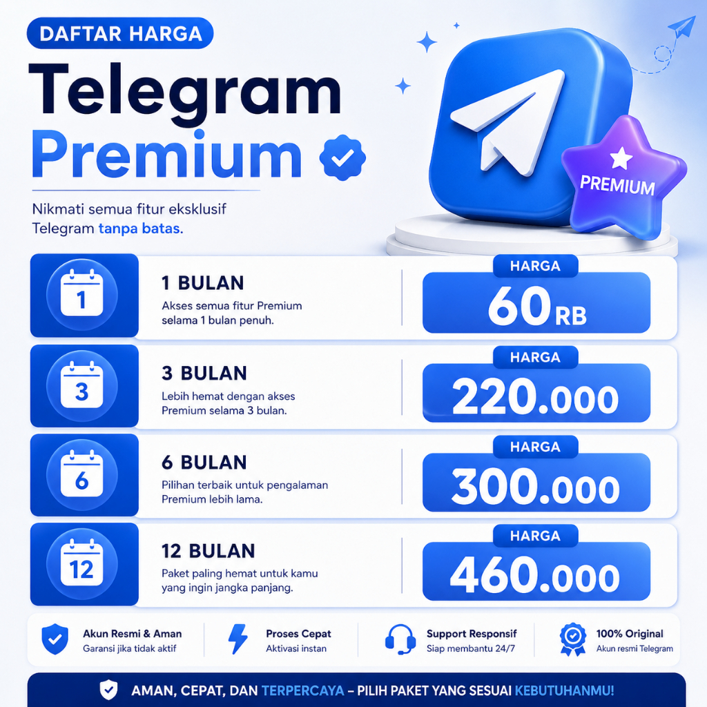TELEGRAM PREMIUM 1BULAN, 3BULAN, 6BULAN, 12BULAN