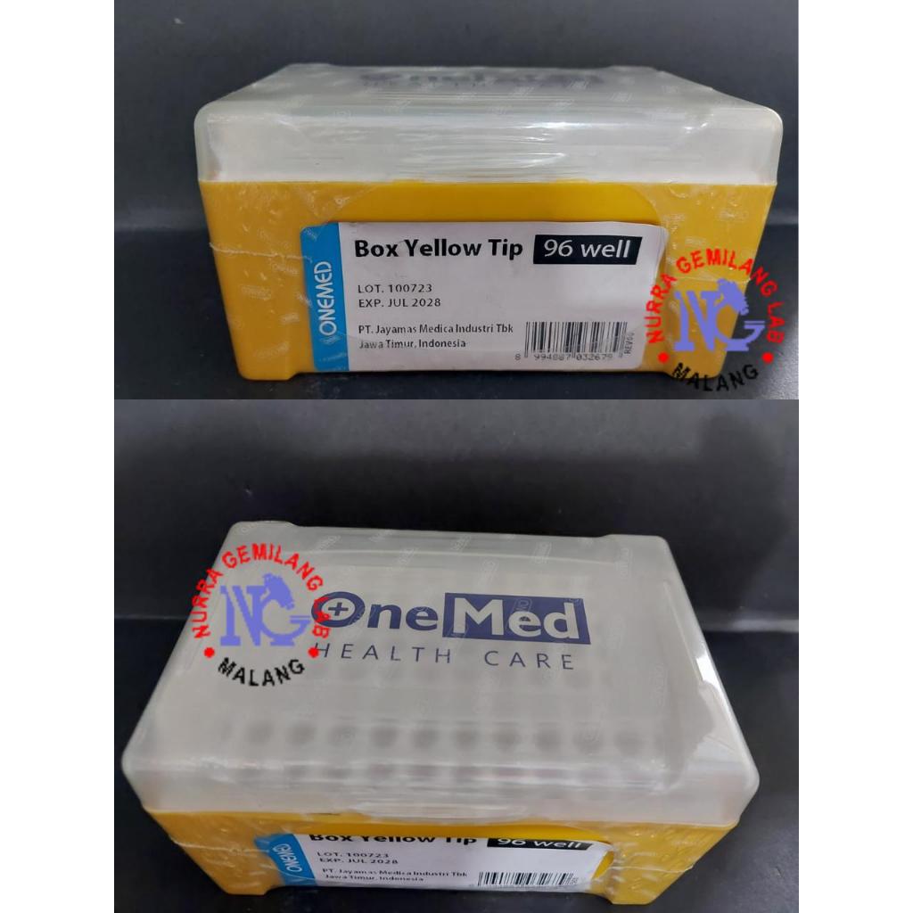 Box Yellow Tip 96 well Onemed | rack Rak Yellow Tip 96 lubang