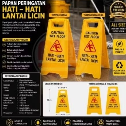 CAUTION WET FLOOR/RAMBU AWAS LANTAI LICIN