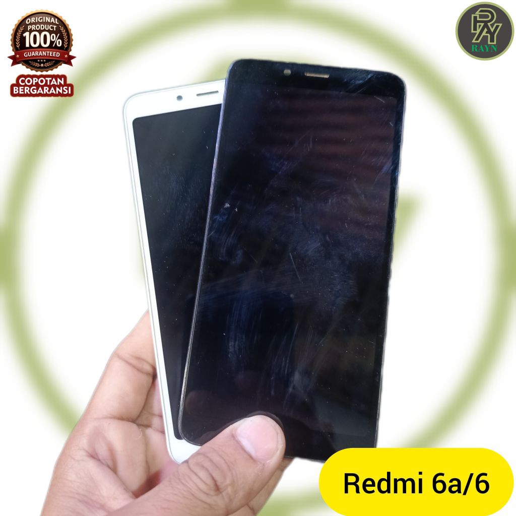 LCD saja plus frame redmi 6a / 6 hitam putih original copotan bergaransi minus harus ganti sentuh