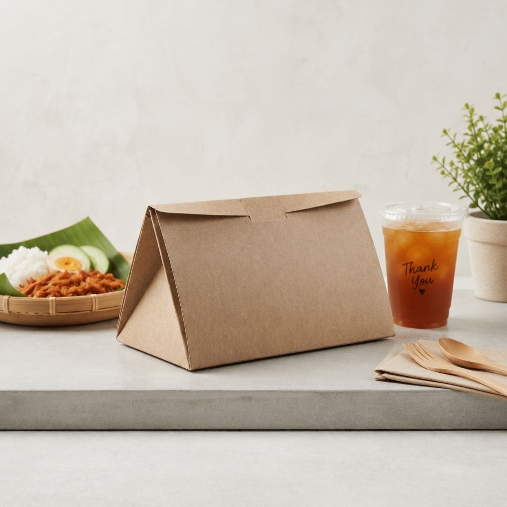 Box Lipat Nasi Ricepack Kertas Kraft Nasi Kertas Bungkus Nasi Lipat Kertas Bungkus Nasi Full Laminas