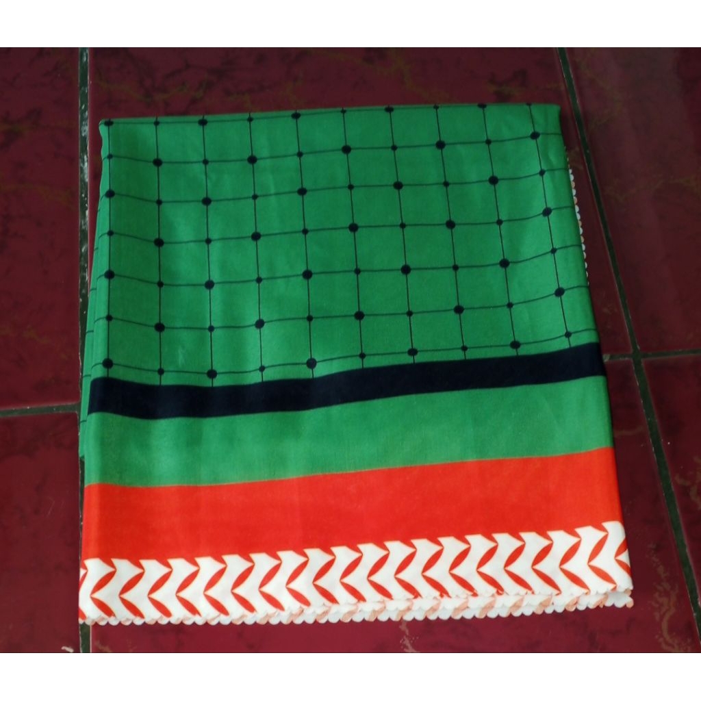 162. hijab segiempat motif gelombang hijau oren ns hijab