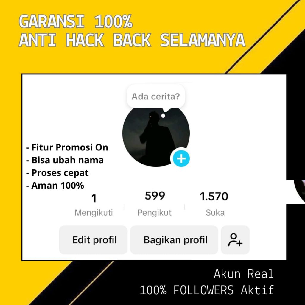 Akun Tik Tok Fresh 100-500 Followers Indo