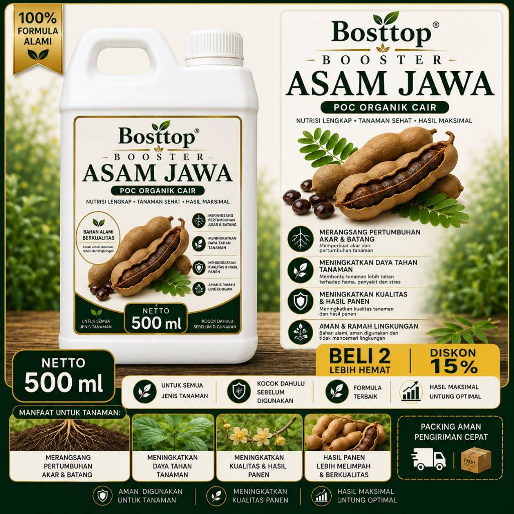 Pupuk Booster Organik Asam Jawa 500ml - Mempercepat Tumbuhnya Tunas - Pelebat Buah Asam Jawa - Pupuk