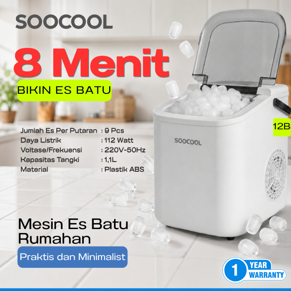 Soocool ES-12B Mesin Pembuat Es Batu