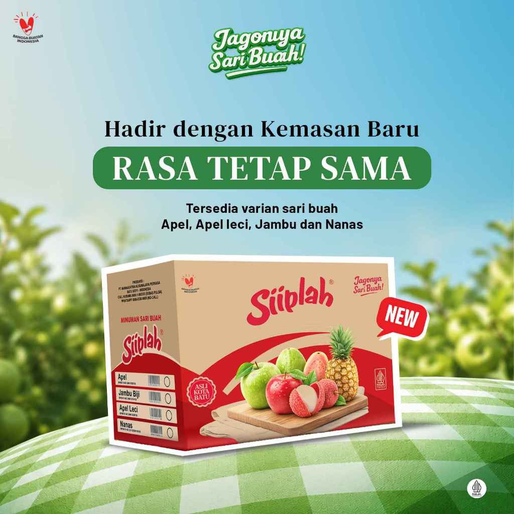 Siiplah Minuman Sari Buah Rasa Apel | Apel Leci | Jambu | Nanas Cup 120ml