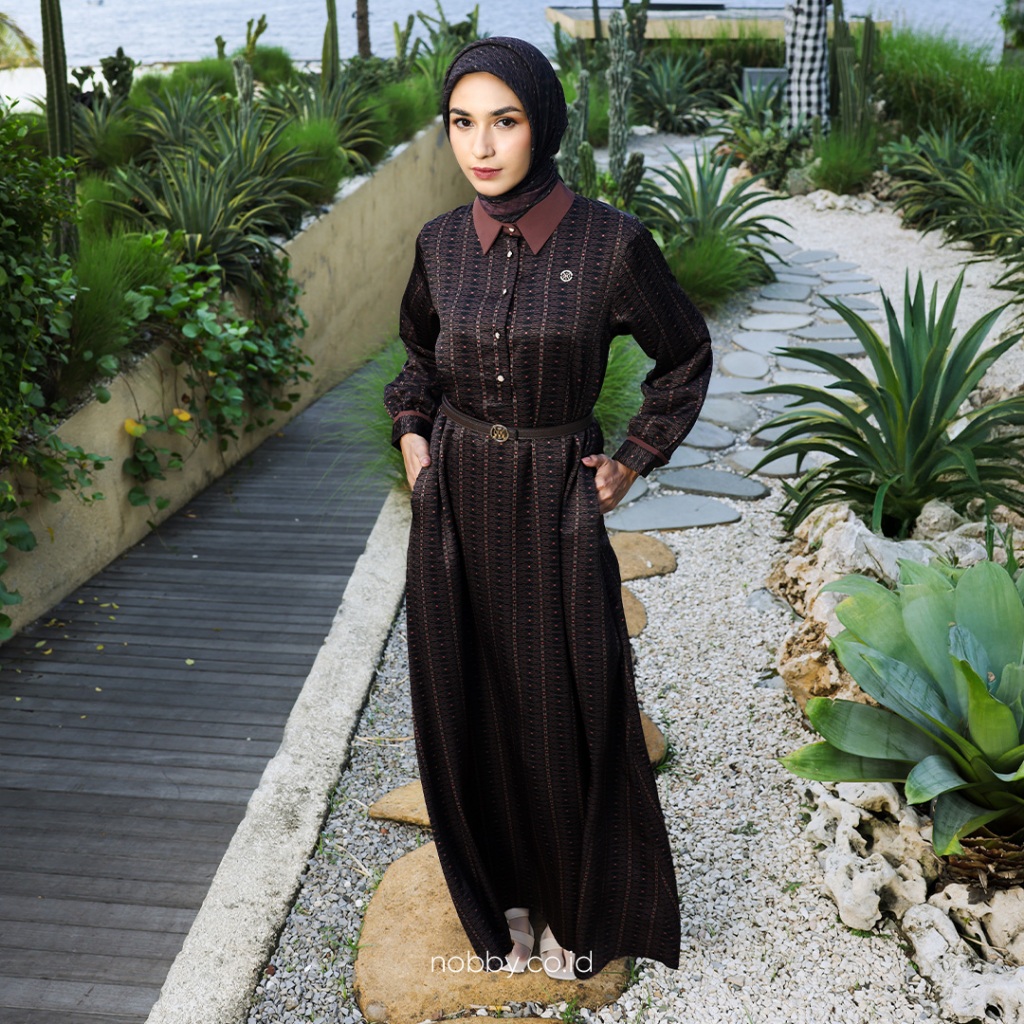 Nobby Elsha Dress Gamis Wanita Motif A Line Bahan Freemax
