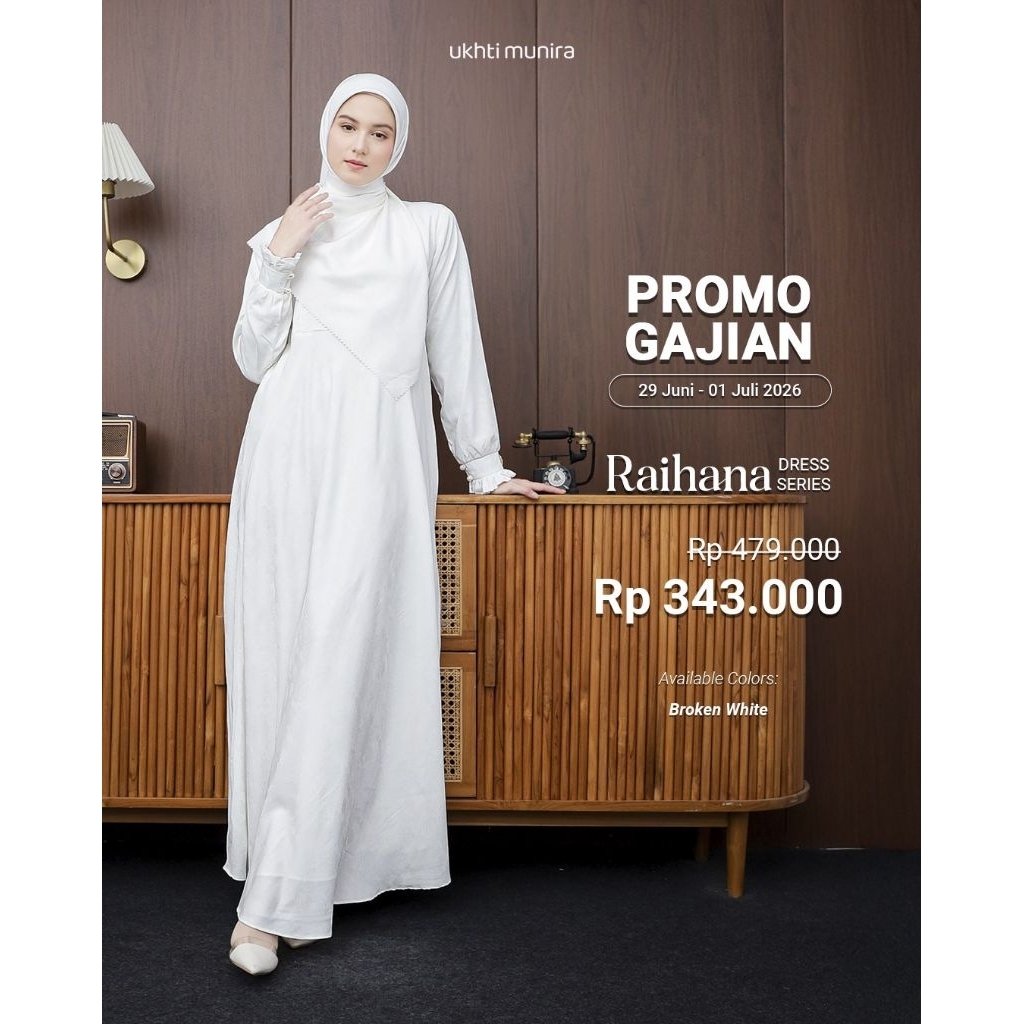 Gamis RAIHANA | Gamis Baghdad Jacquard | Gamis Umroh | Gamis Putih Terbaru by UKHTI MUNIRA [ORIGINAL