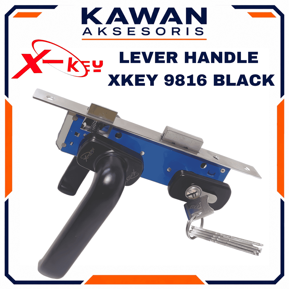 Lever Handle 9816 Hitam X-key Pintu alumunium 9055