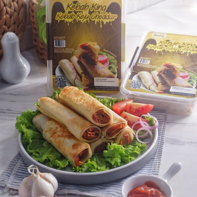 Kebab Keju Cheddar Frozen Keju Lumer Premium — Aura Food Kebab King 350gr/700gr Makanan Frozen Anak 