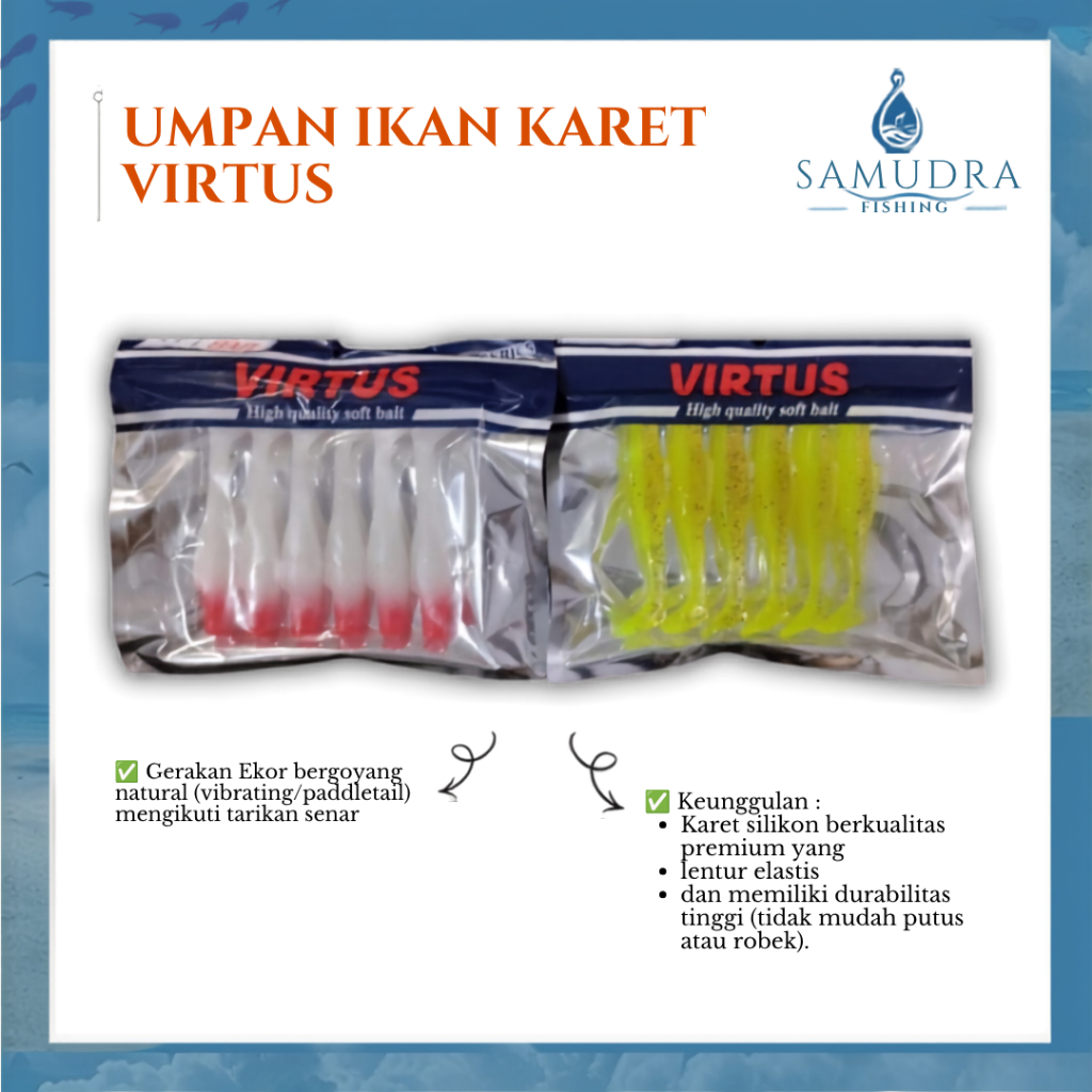 Virtus Soft Lure Umpan Karet Ikan Kecil Isi 6 Pcs Mancing Casting Gabus Toman