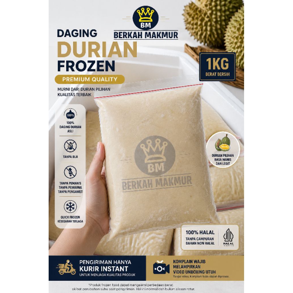 DAGING DURIAN FROZEN PREMIUM 1KG DAGING DURIAN MURNI BEKU HALAL