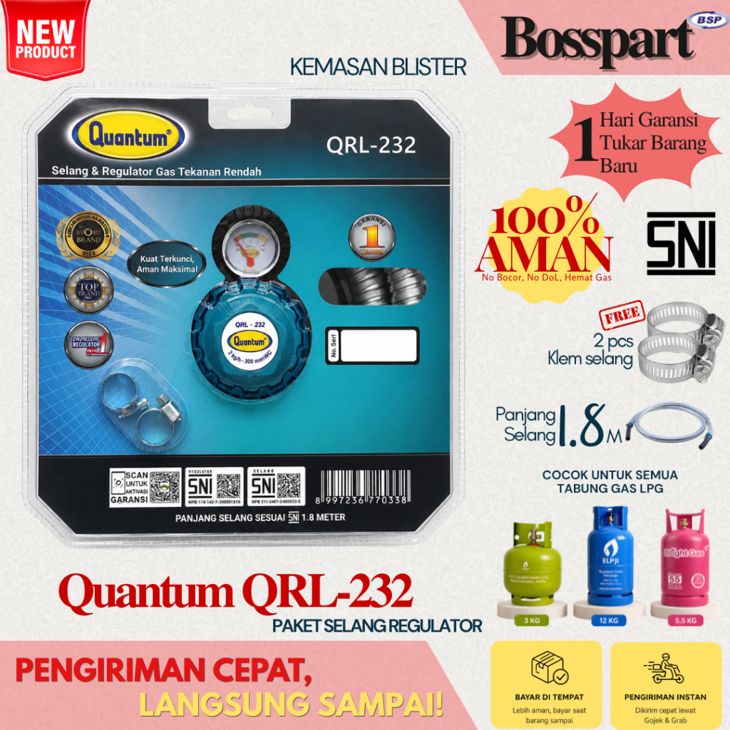 Quantum Regulator Selang Gas QRL-042 / QRL-142 / QRL-042 / Regulator Gas Quantum / Selang gas