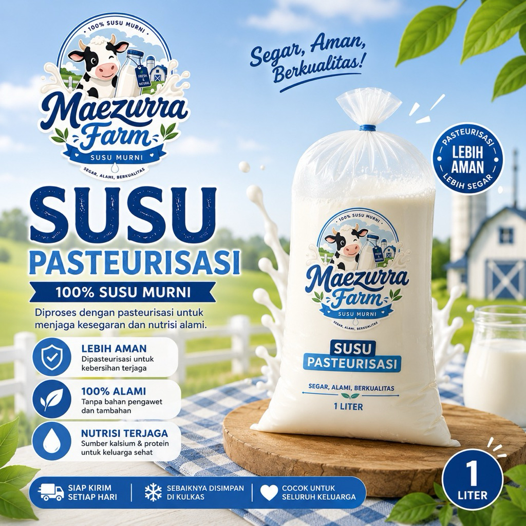 Susu Sapi Murni Pasteurisasi 1Liter 100% Murni