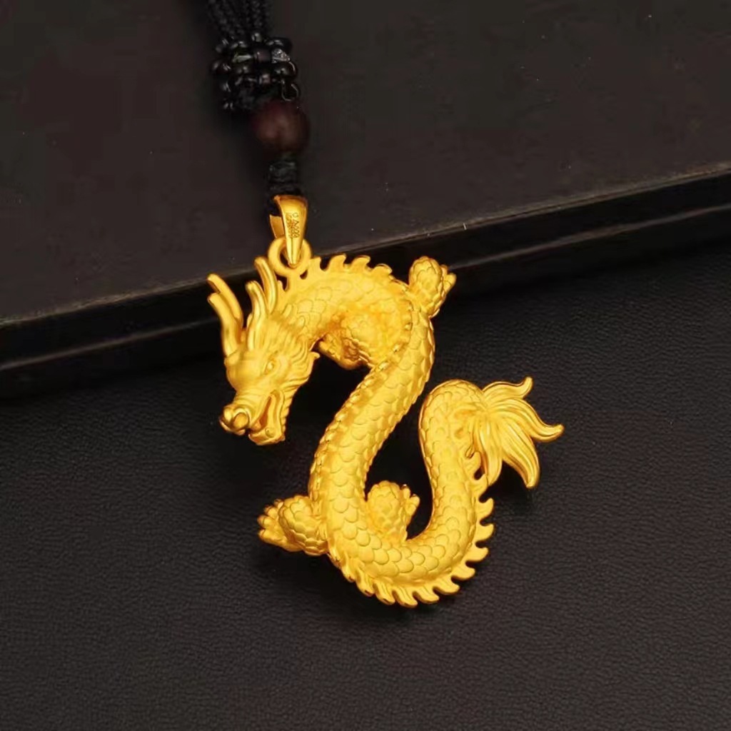 Kalung Tali Naga Gold / Kalung Liontin Naga Warna Emas Keren