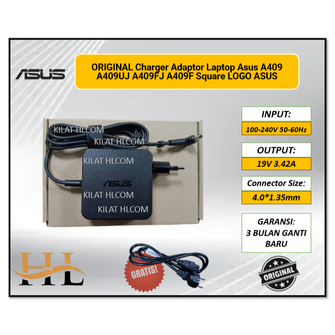 ORIGINAL Charger Adaptor Laptop Asus A409 A409UJ A409FJ A409F Square LOGO ASUS