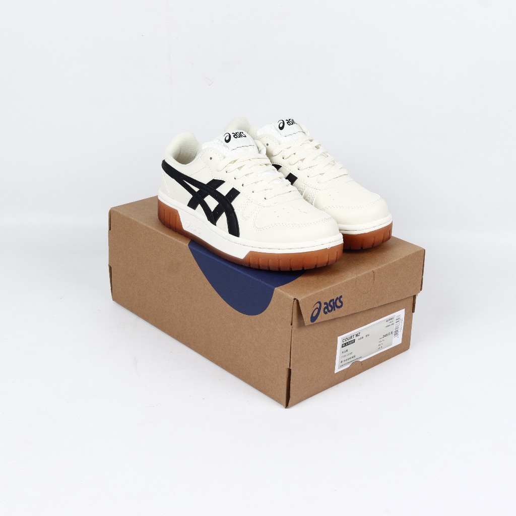(DBX) Sepatu Sneakers Asics Court Mz White Black