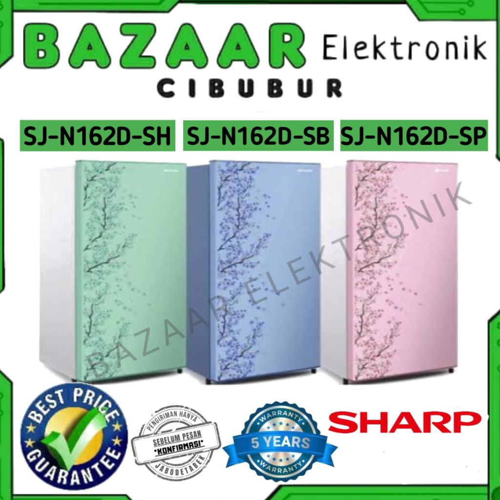 KULKAS 1 PINTU SHARP SJN 162D SH SB SP / SJ-N162D-SH/SB/SP KIREI SAKURA SJN162D 133 L