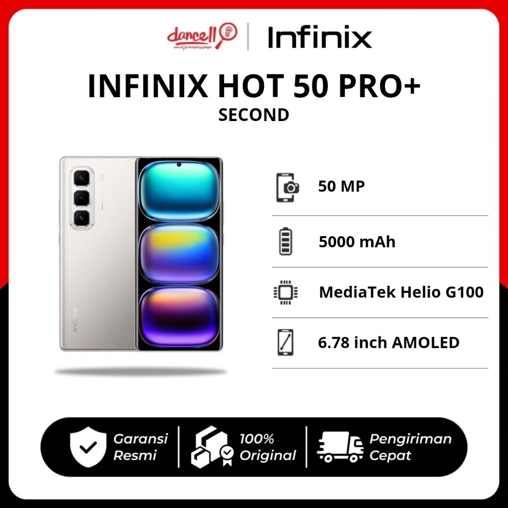 HP Tipis Infinix Hot 50 Pro Plus Second 8/256 GB Fullset Helio G100