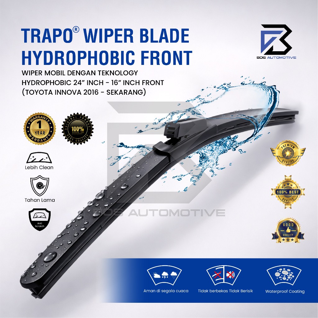 Wiper Blade Trapo Hydrophobic - Wiper Mobil Toyota Innova (2014 - Sekarang) Original
