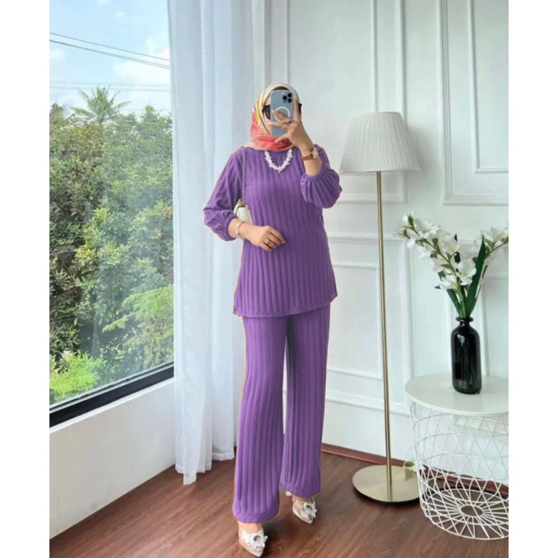 GIONA ONE SET - One Set Setelan Wanita Bahan Hornet Tangan Melar  GHS