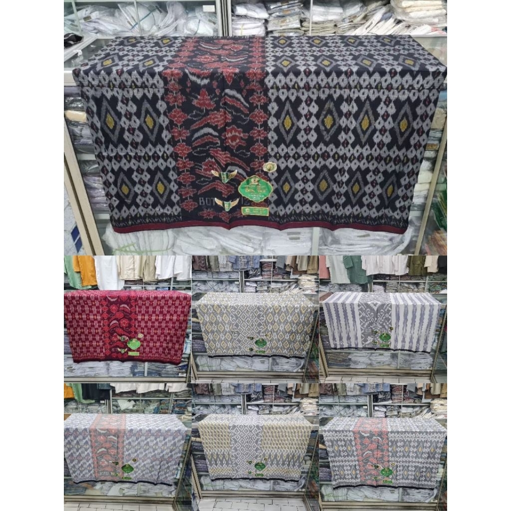 SARUNG TENUN GOYOR UKURAN STANDART MOTIF BOTOLAN MOTIF LIRIS PUTIHAN