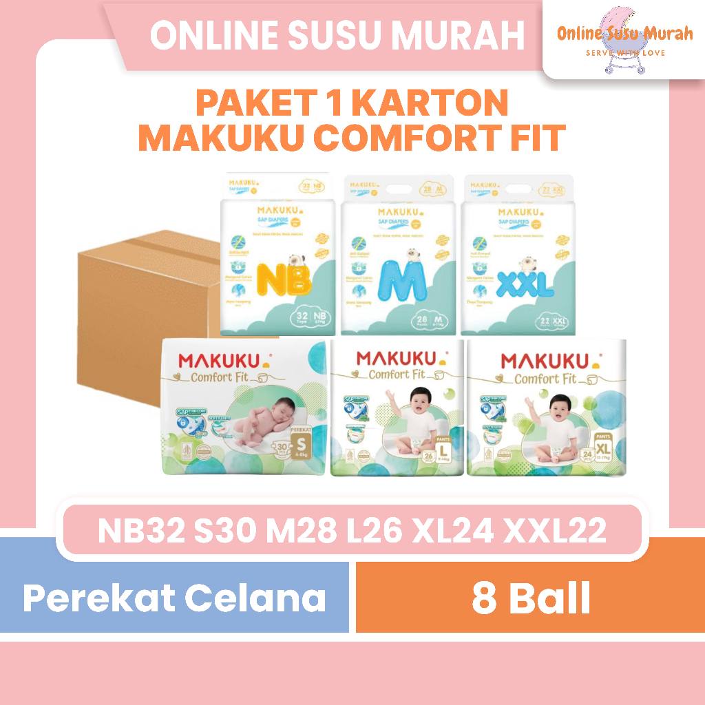 MAKUKU COMFORT FIT 1 KARTON TAPE 6 BALL NB32 S30 PANTS 8 BALL M28 L26 XL24 XXL22 POPOK CELANA PEREKA