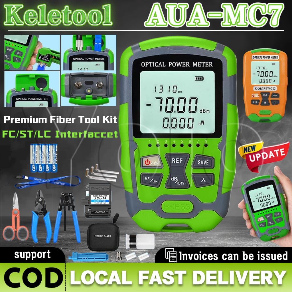 AUA-MC7 Toolkit Fiber Optik Set Serat Alat Ftth Tool Kit Set Lengkap Power Set Alat Cek Redaman Fibe