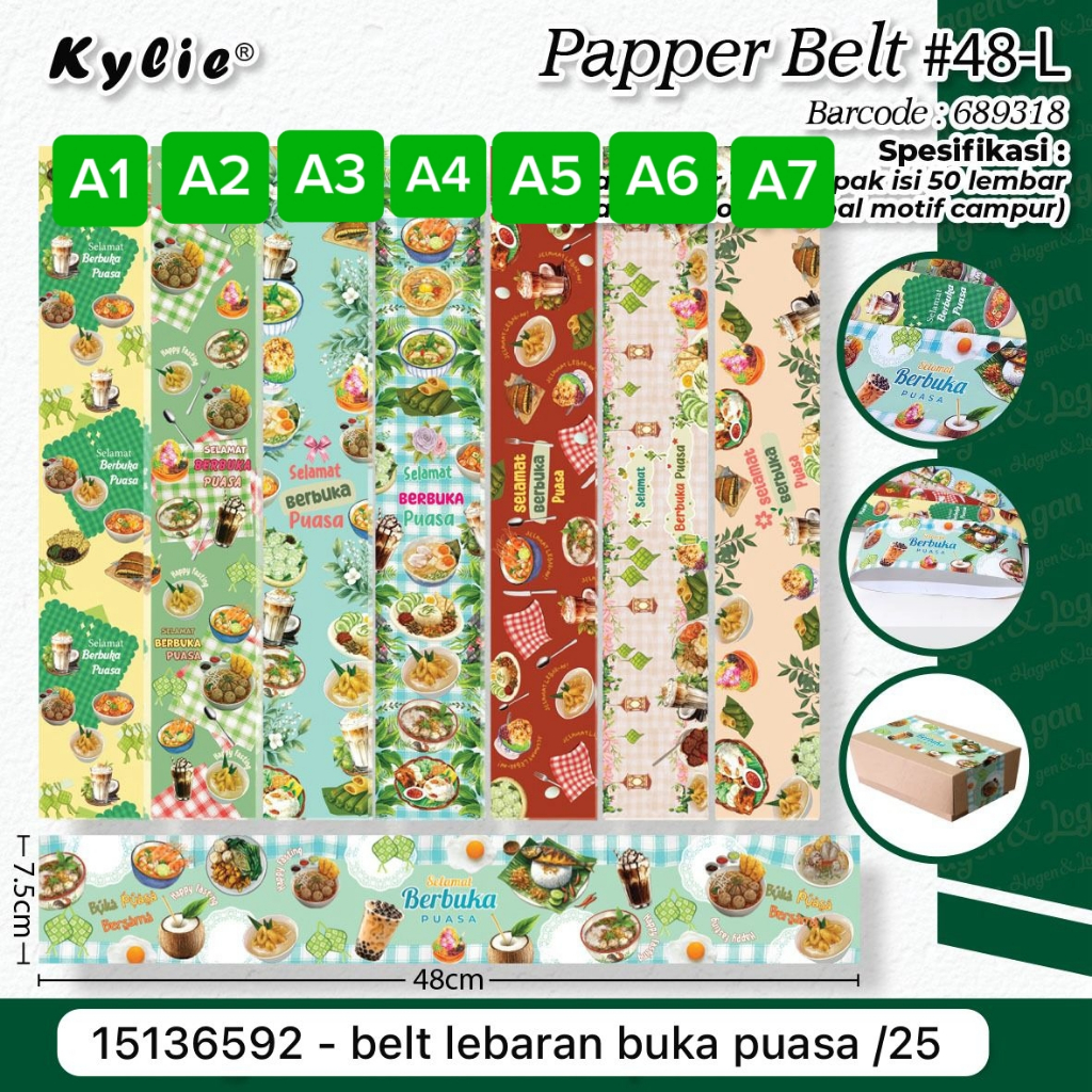 Paper Belt Lebaran Selamat Berbuka Puasa isi 25pcs / Paper Belt Ramadhan Idul Fitri / Paper Belt Pac