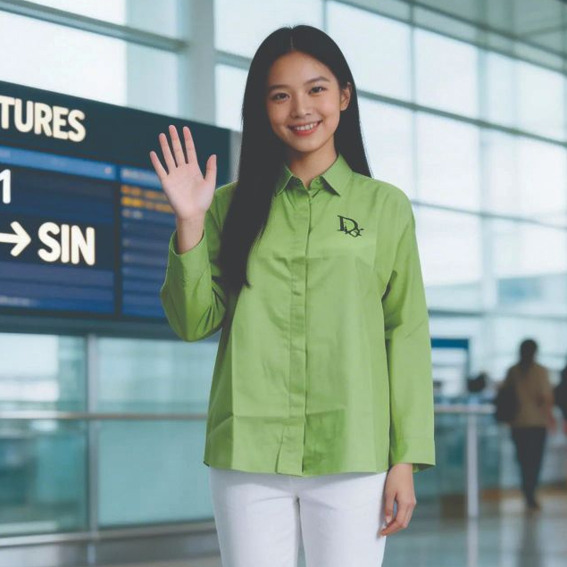 kemeja premium wanita lengan panjang /bordir logo dior (004)