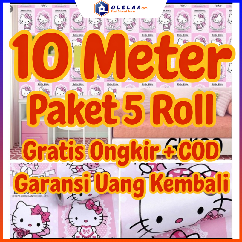 PAKET HEMAT 5 ROLL 10M Wallpaper dinding kamar tidur 10 m 10 meter 45 cm x 10 m MOTIF KARAKTER ANAK 