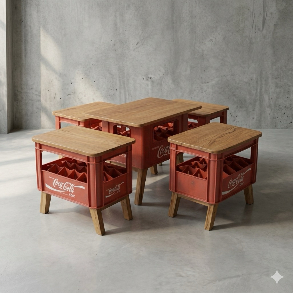 Meja Kuesi Kopi Unik Krat Minuman Bekas