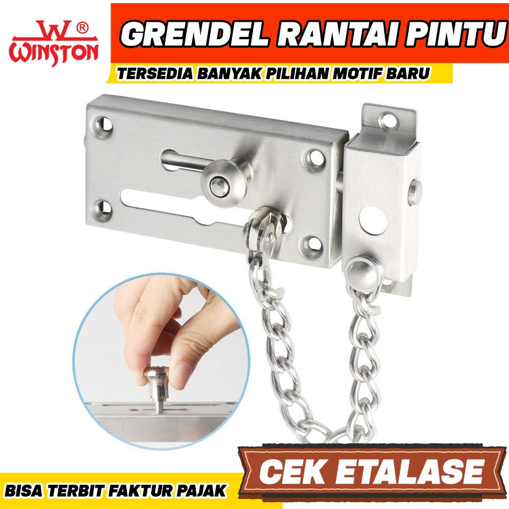 GRENDEL RANTAI STAINLESS SLOT PINTU ANTI-THEFT / GRENDEL RANTAI PINTU / PENGAMAN PINTU RANTAI / KUNC