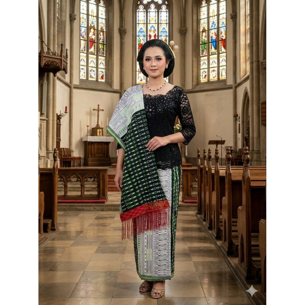 satu set kebaya hitam tile / non tile