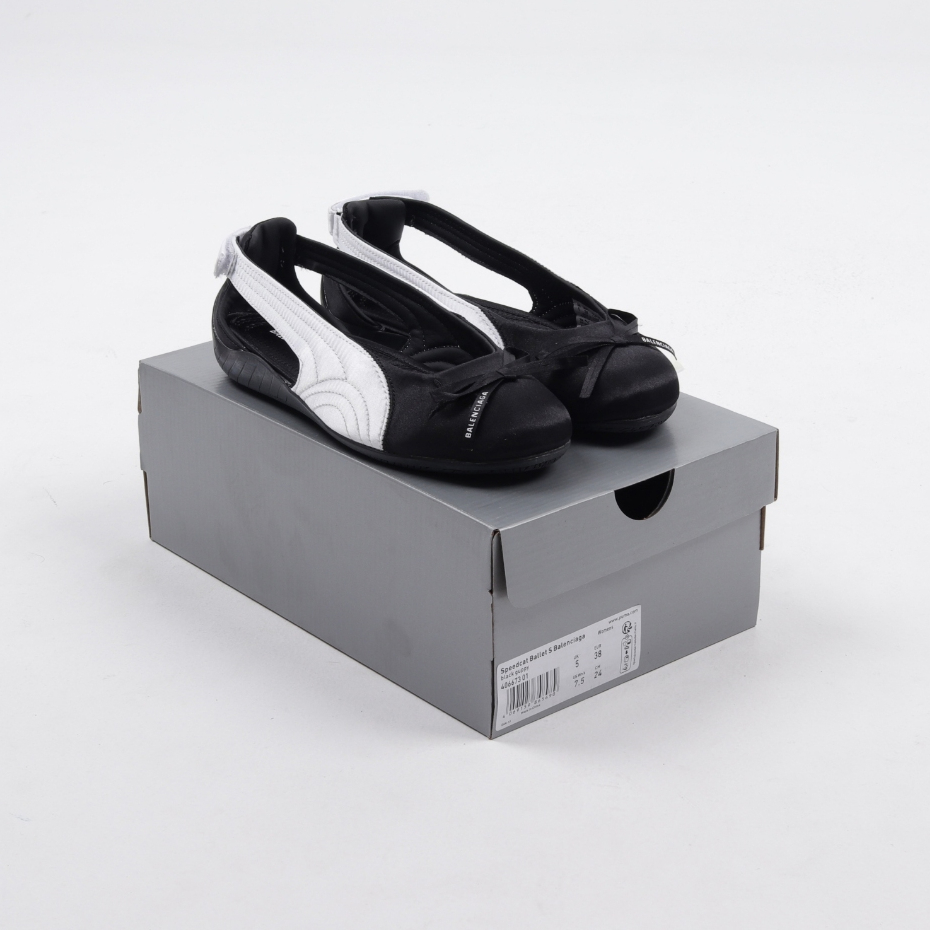 (FTBX) Sepatu Sneakers Balenciaga X Puma Speedcat Ballet Satin Black White