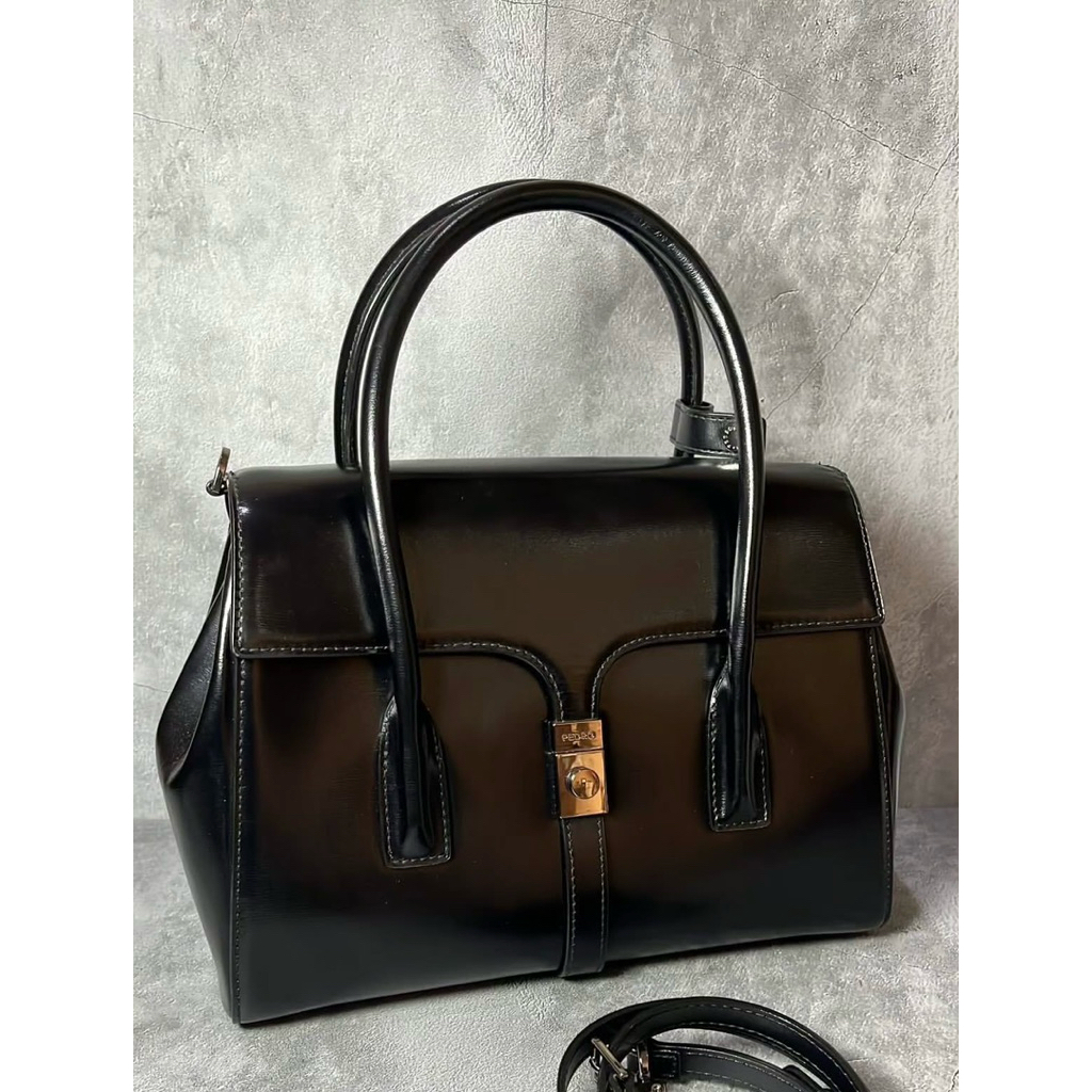 Pedro Top Handle Bag - Black & Chalk (100% Original)