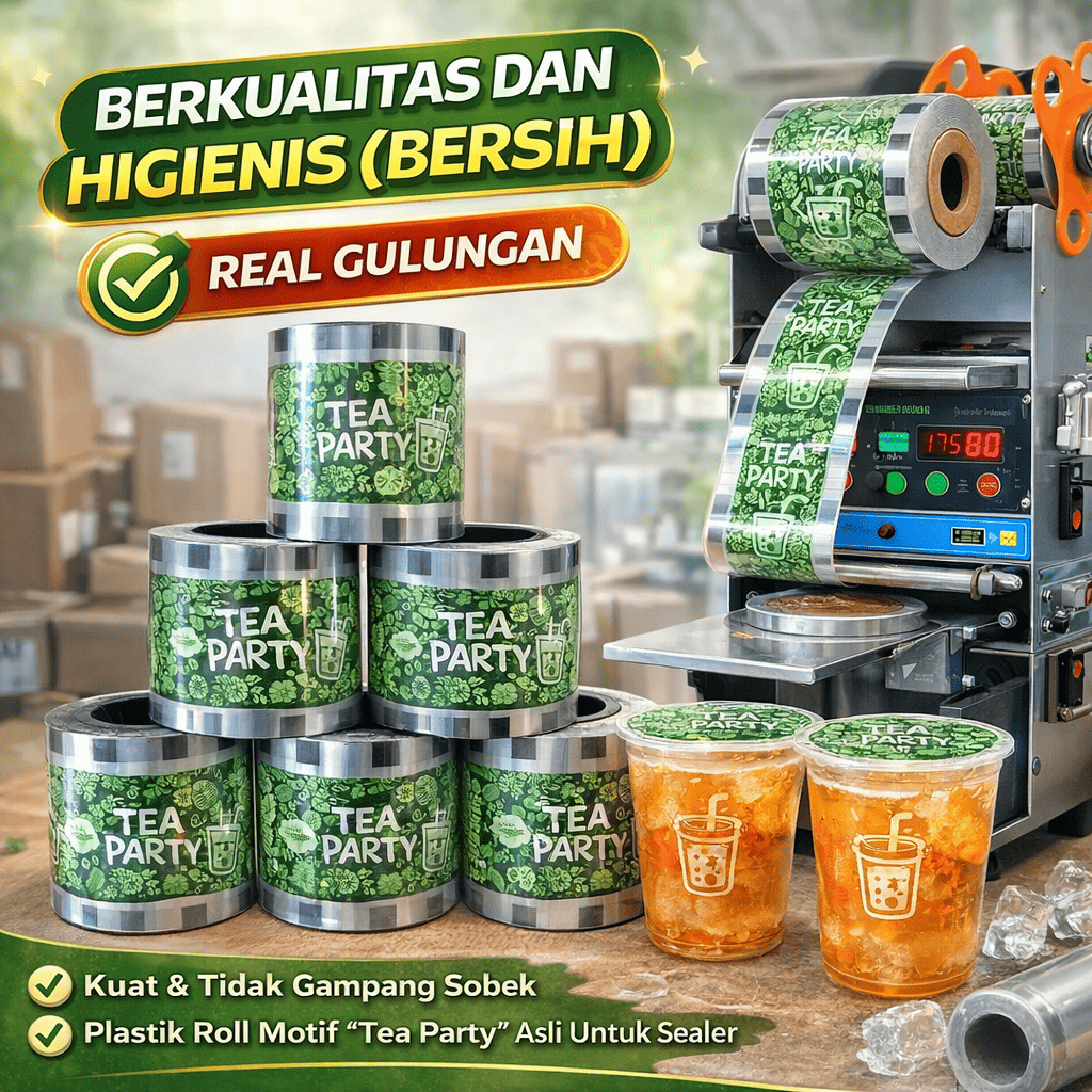 Lid Cup Sealer Plastik Tea Party Segel Kuat Food Grade Tahan Panas 1200 & 2000 cup | Segel gelas | C