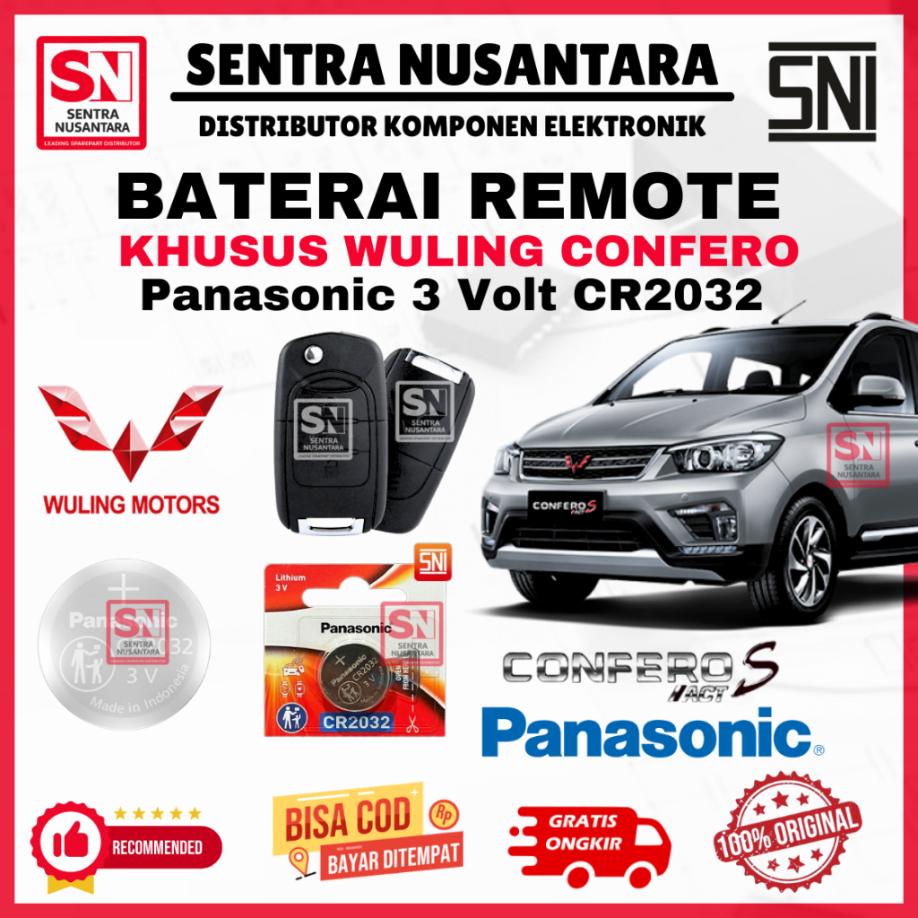 BATERAI REMOTE WULING CONFERO ORIGINAL PANASONIC CR2032 | BATTERY REMOTE CONFERO WULING KUALITAS BAG