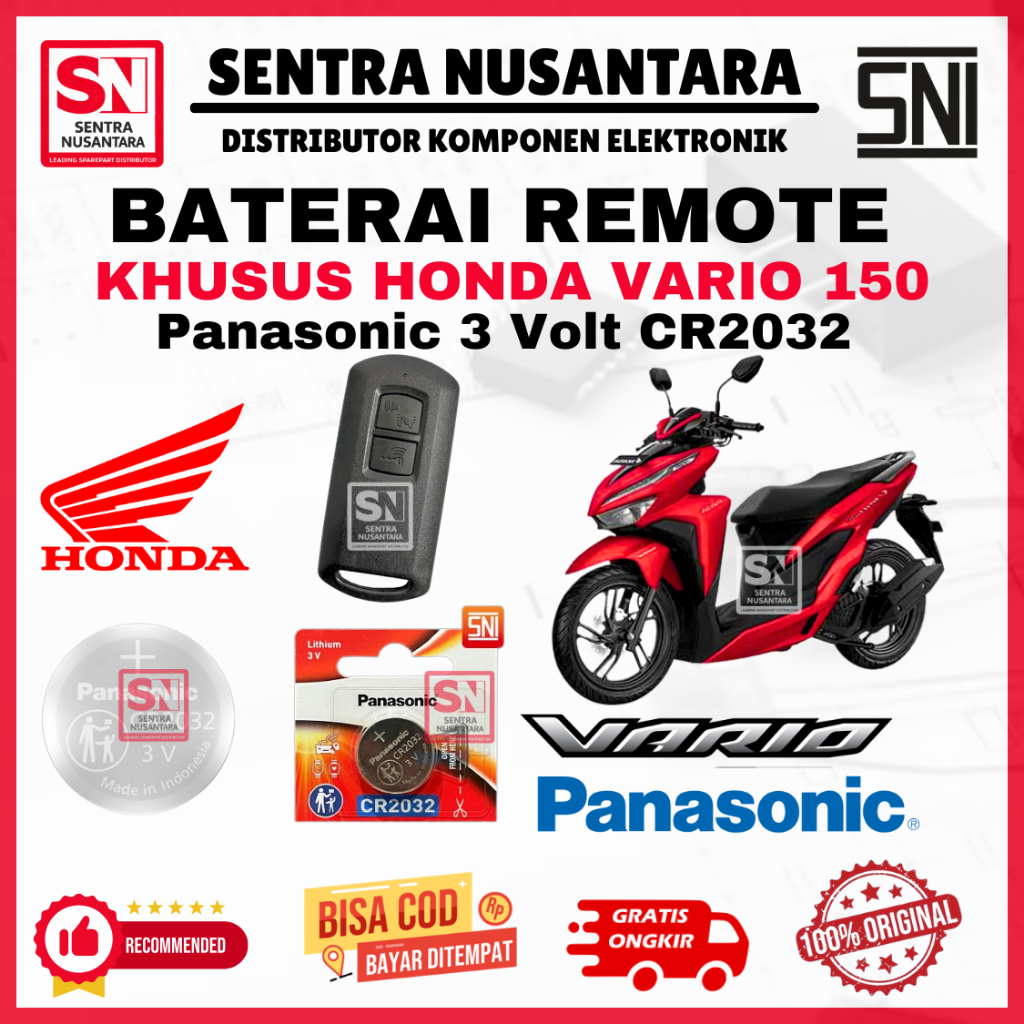 BATERAI REMOTE HONDA VARIO 150 ORIGINAL PANASONIC CR2032 | BATTERY REMOTE VARIO 150 HONDA KUALITAS B